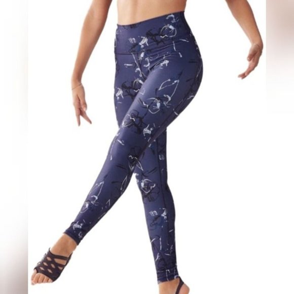 Fabletics Powerhold Floral Blue leggings Medium - Picture 1 of 1